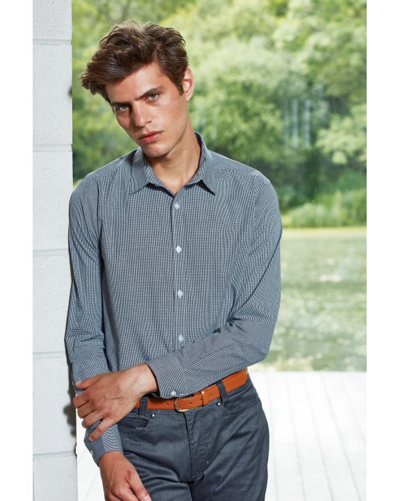 Hemd PREMIER Men's long sleeve microcheck gingham shirt voor bedrukking & borduring