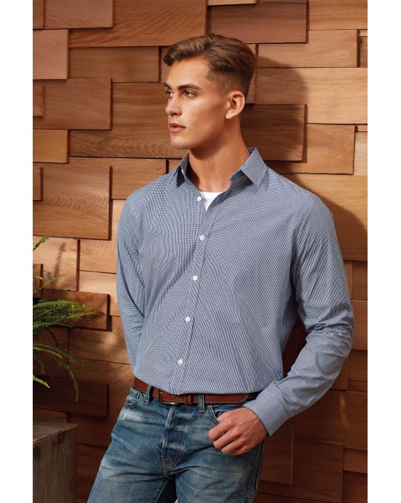 Hemd PREMIER Men's long sleeve microcheck gingham shirt voor bedrukking & borduring