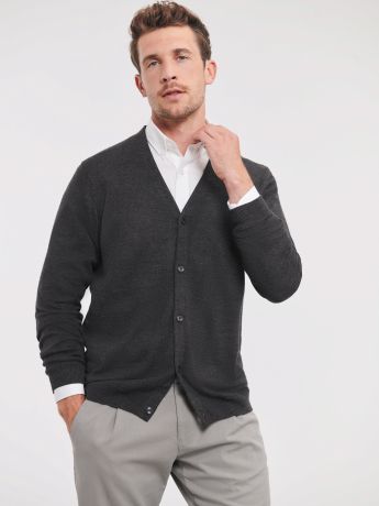 RUSSELL MEN'S V-NECK KNITTED CARDIGAN