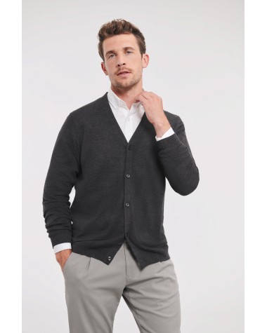 RUSSELL MEN'S V-NECK KNITTED CARDIGAN Pullover personalisierbar