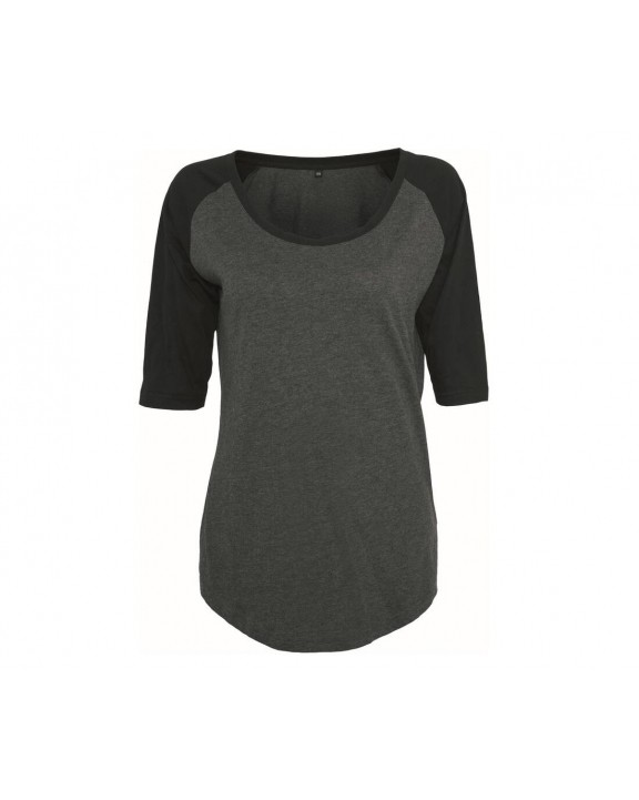 T-shirt BUILD YOUR BRAND Ladies` 3/4 Contrast Raglan Tee voor bedrukking &amp; borduring
