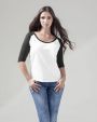 T-shirt BUILD YOUR BRAND Ladies` 3/4 Contrast Raglan Tee voor bedrukking &amp; borduring