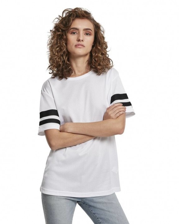 BUILD YOUR BRAND Ladies Mesh Stripe T-Shirt personalisierbar