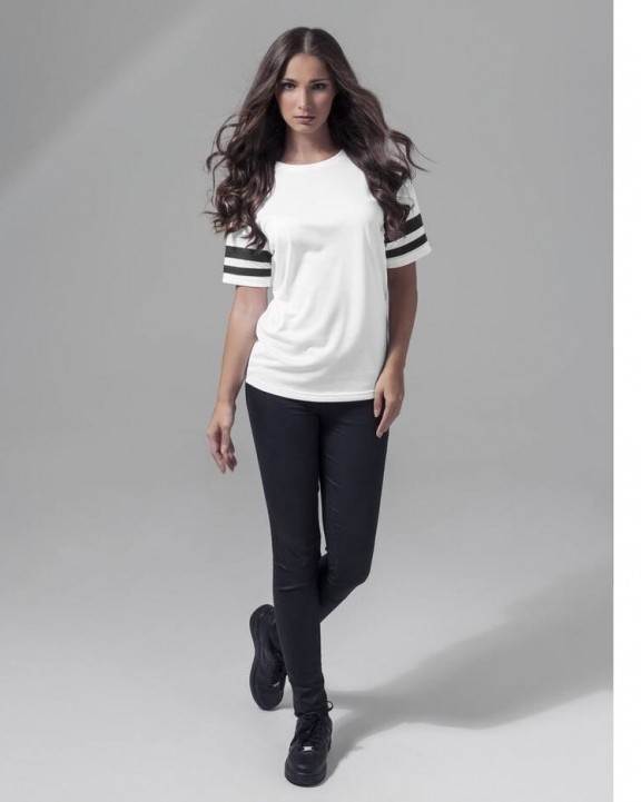 BUILD YOUR BRAND Ladies Mesh Stripe T-Shirt personalisierbar
