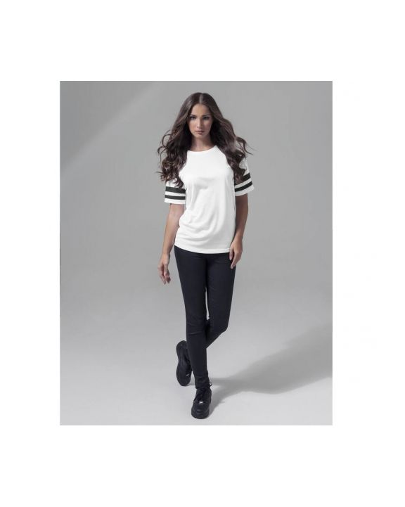 T-shirt BUILD YOUR BRAND Ladies` Mesh Stripe Tee voor bedrukking & borduring