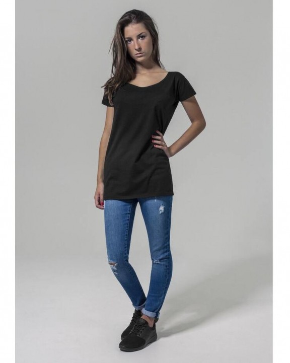 T-shirt BUILD YOUR BRAND Ladies` Wideneck Tee voor bedrukking &amp; borduring