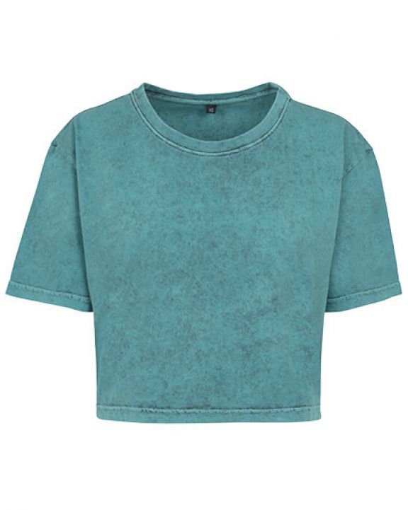 T-shirt BUILD YOUR BRAND Ladies` Acid Washed Cropped Tee voor bedrukking & borduring