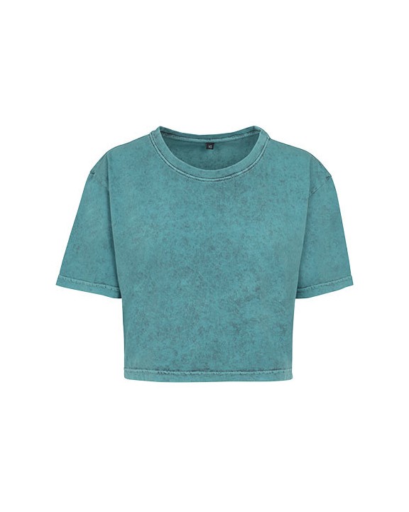 BUILD YOUR BRAND Ladies Acid Washed Cropped Tee T-Shirt personalisierbar