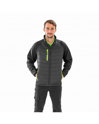 RESULT Black compass padded soft shell jacke Softshell personalisierbar