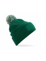 BEECHFIELD Bonnet à pompon patch Snowstar® Bottle Green/Off White personnalisable