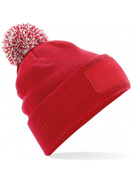 BEECHFIELD Bonnet à pompon patch Snowstar® classic red/off white personnalisable