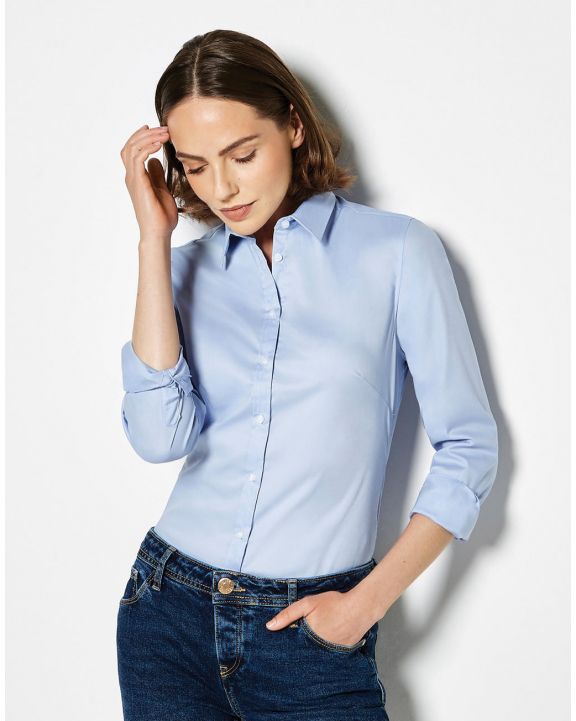 Hemd KUSTOM KIT Women's Tailored Fit Stretch Oxford Shirt LS voor bedrukking & borduring