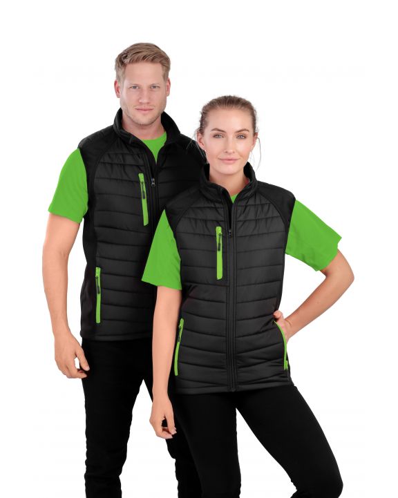 Softshell RESULT Black compass padded soft shell gilet personalisierbar