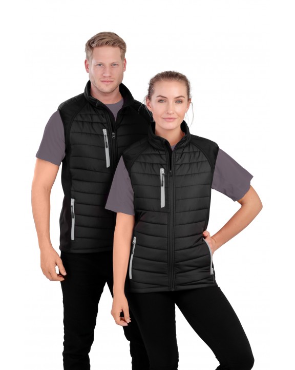 RESULT Black compass padded soft shell gilet Softshell personalisierbar