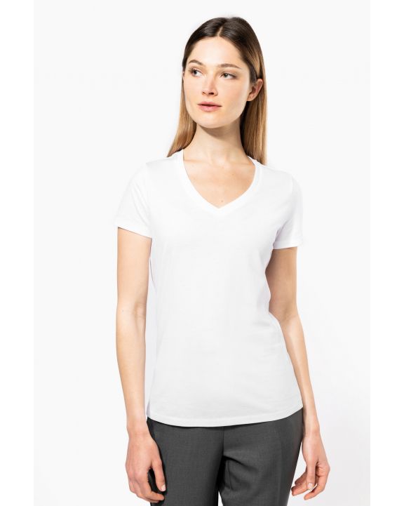 T-shirt KARIBAN Dames-t-shirt Supima® V-hals korte mouwen voor bedrukking & borduring
