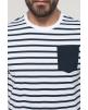 T-Shirt KARIBAN Gestreiftes Kurzarm-T-Shirt im Marine-Stil mit Tasche personalisierbar