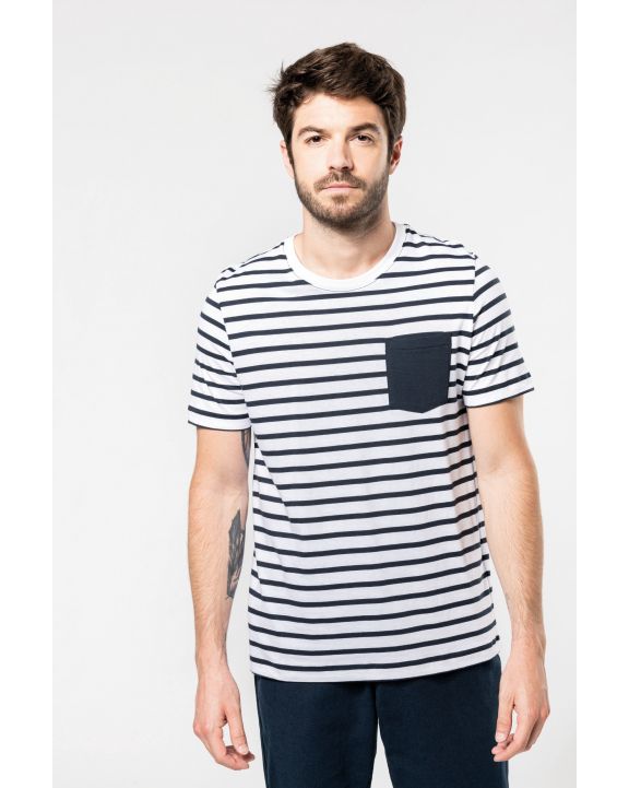 T-shirt personnalisable KARIBAN T-shirt rayé marin avec poche manches courtes homme