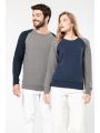Sweater KARIBAN Tweekleurige herensweater BIO French Terry ronde hals raglanmouwen voor bedrukking &amp; borduring
