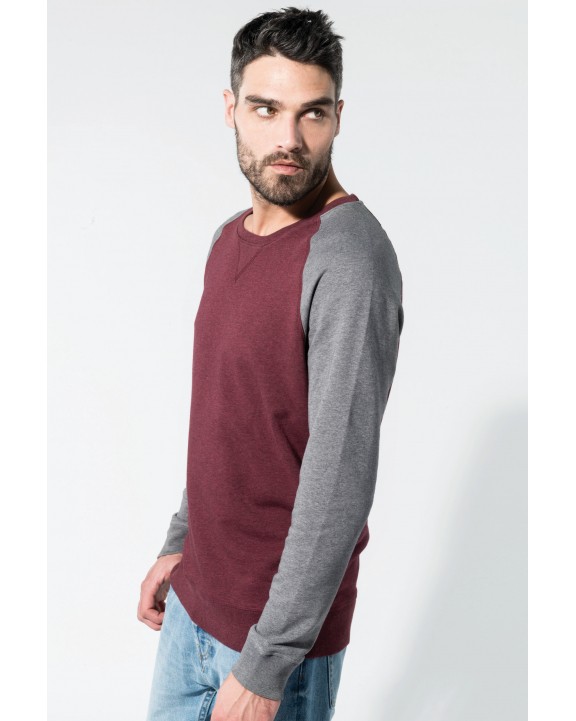 Sweat-shirt personnalisable KARIBAN Sweat-shirt French Terry Bio bicolore col rond manches raglan homme