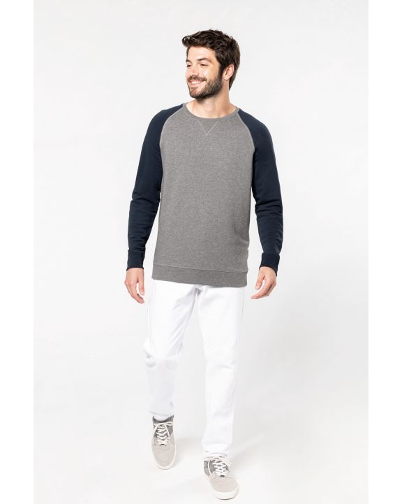 Sweat-shirt personnalisable KARIBAN Sweat-shirt French Terry Bio bicolore col rond manches raglan homme