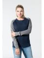 Sweat-shirt personnalisable KARIBAN Sweat-shirt French Terry Bio bicolore col rond manches raglan femme