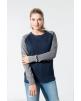 Sweater KARIBAN Tweekleurige damessweater French Terry BIO ronde hals raglanmouwen voor bedrukking & borduring