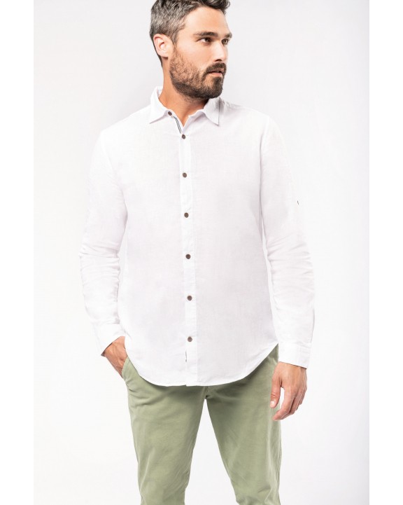 Chemise personnalisable KARIBAN Chemise lin et coton manches longues homme