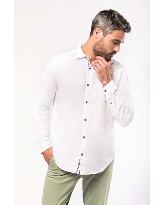 Chemise personnalisable KARIBAN Chemise lin et coton manches longues homme