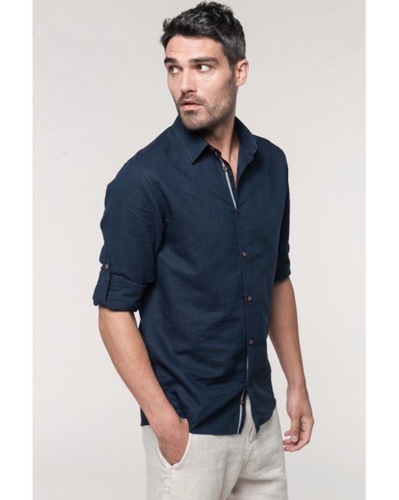 Chemise personnalisable KARIBAN Chemise lin et coton manches longues homme