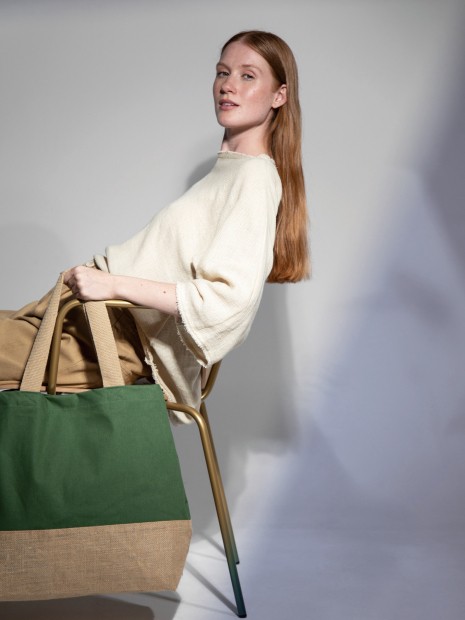 Tote bags à personnaliser KIMOOD Sac shopping en toiles de coton et jute 