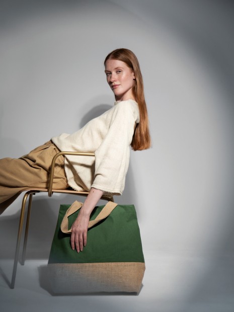Tote bags à personnaliser KIMOOD Sac shopping en toiles de coton et jute 