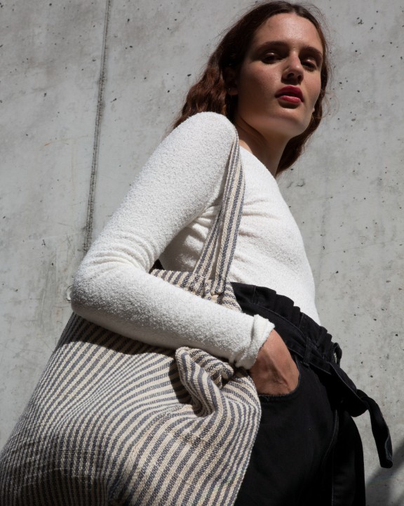 Tote bag personnalisable KIMOOD Sac shopping à rayures en juco