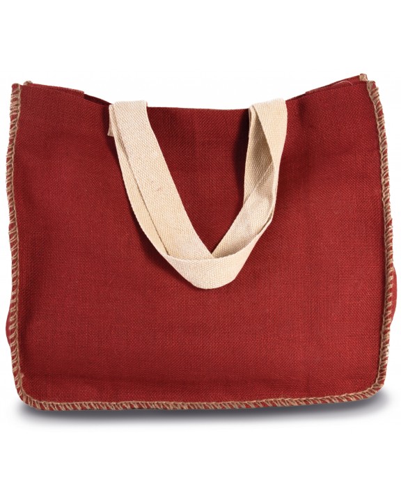 Tote bag personnalisable KIMOOD Sac en jute avec coutures contrastées