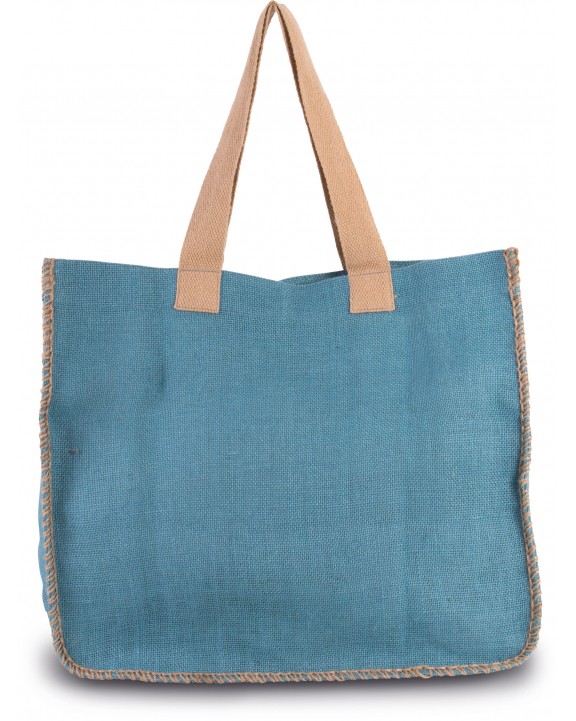 Tote bag personnalisable KIMOOD Sac en jute avec coutures contrastées