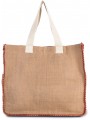 KIMOOD Sac en jute avec coutures contrastées natural / arandano red personnalisable
