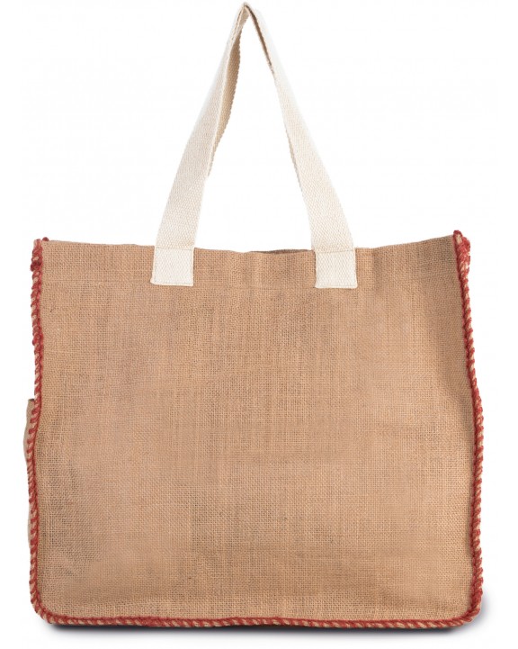 KIMOOD Jutetasche mit Kontrastnähten Tote Bag personalisierbar