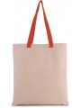 KIMOOD Sac shopping plat en toile avec poignées contrastées natural / spicy orange personnalisable
