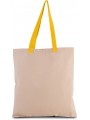 KIMOOD Sac shopping plat en toile avec poignées contrastées natural / yellow personnalisable