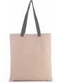 KIMOOD Sac shopping plat en toile avec poignées contrastées natural / steel grey personnalisable