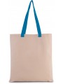 KIMOOD Sac shopping plat en toile avec poignées contrastées natural / surf blue personnalisable