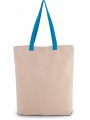 KIMOOD Sac shopping à soufflet avec poignées contrastées natural / surf blue personnalisable