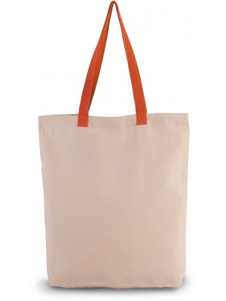 KIMOOD Sac shopping à soufflet avec poignées contrastées natural / spicy orange personnalisable