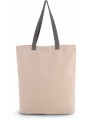KIMOOD Sac shopping à soufflet avec poignées contrastées natural / steel grey personnalisable