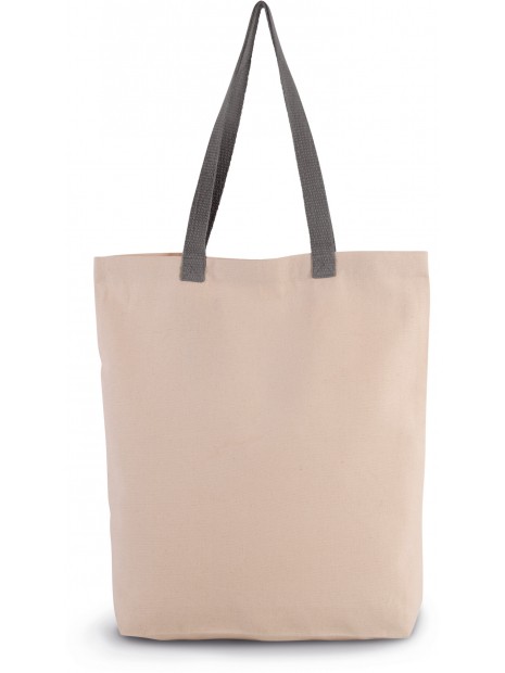 KIMOOD Sac shopping à soufflet avec poignées contrastées natural / steel grey personnalisable