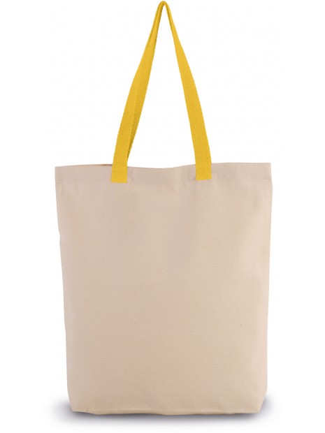 KIMOOD Sac shopping à soufflet avec poignées contrastées natural / yellow personnalisable