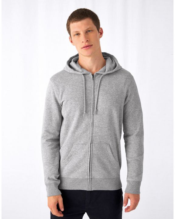 Sweater B&C Organic Inspire Zipped Hood voor bedrukking & borduring