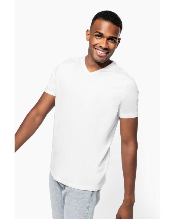 T-Shirt KARIBAN Kurzarm-T-Shirt mit V-Ausschnitt personalisierbar