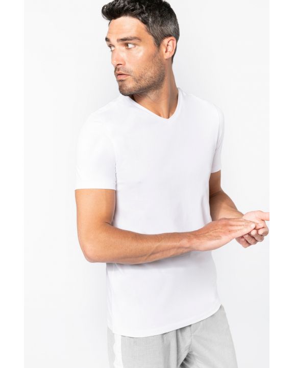 T-Shirt KARIBAN Kurzarm-T-Shirt mit V-Ausschnitt personalisierbar