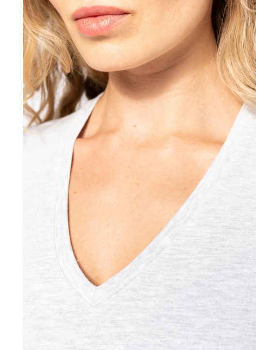 T-Shirt KARIBAN Damen-T-Shirt BIO150IC mit V-Ausschnitt personalisierbar
