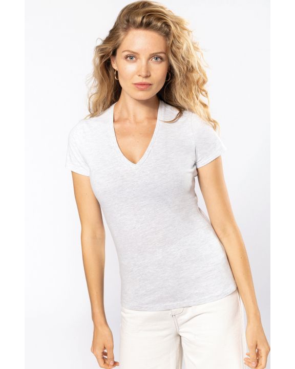 T-Shirt KARIBAN Damen-T-Shirt BIO150IC mit V-Ausschnitt personalisierbar